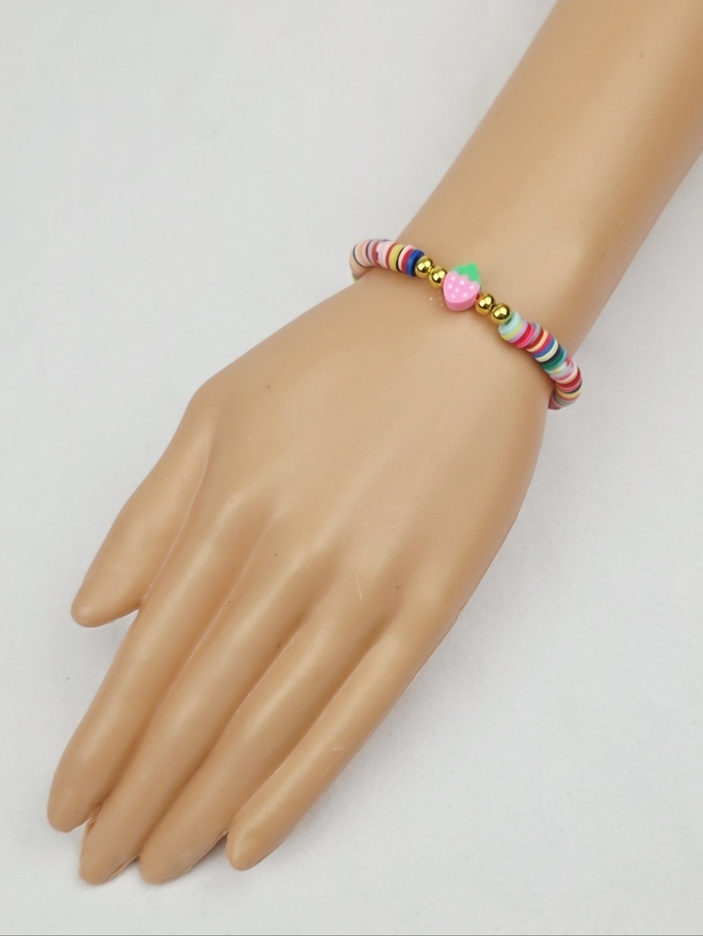 Handmade Clay Bead Strawberry Multi Color Bracelet